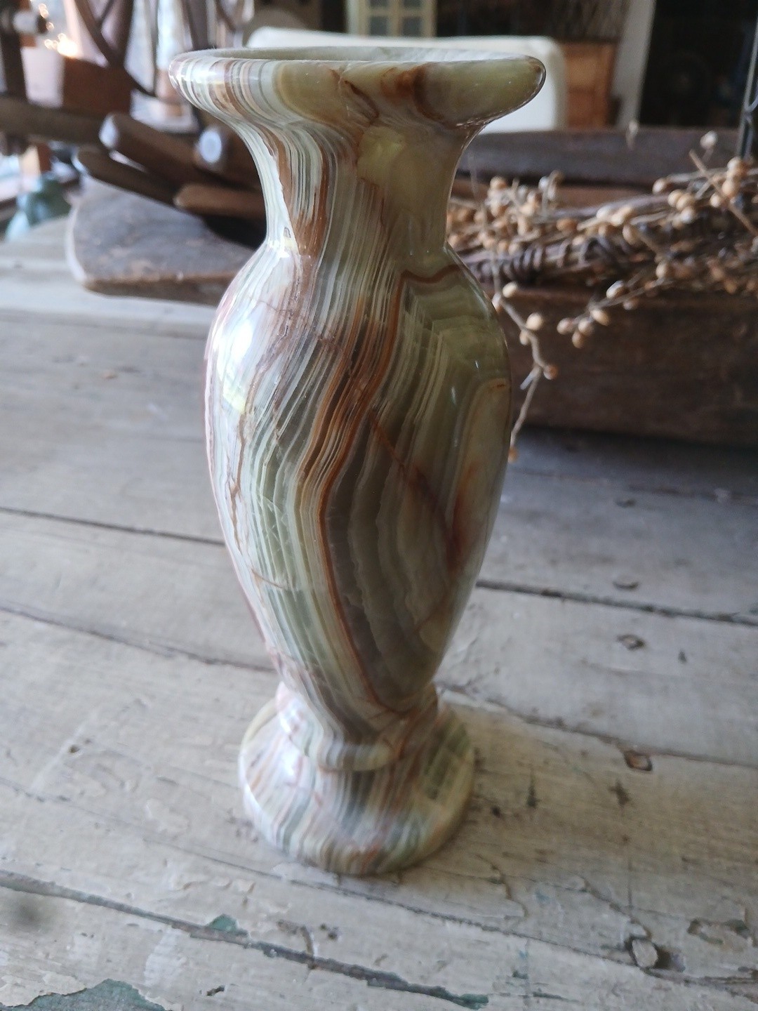 Green Onyx Vase 8” Natural Agate