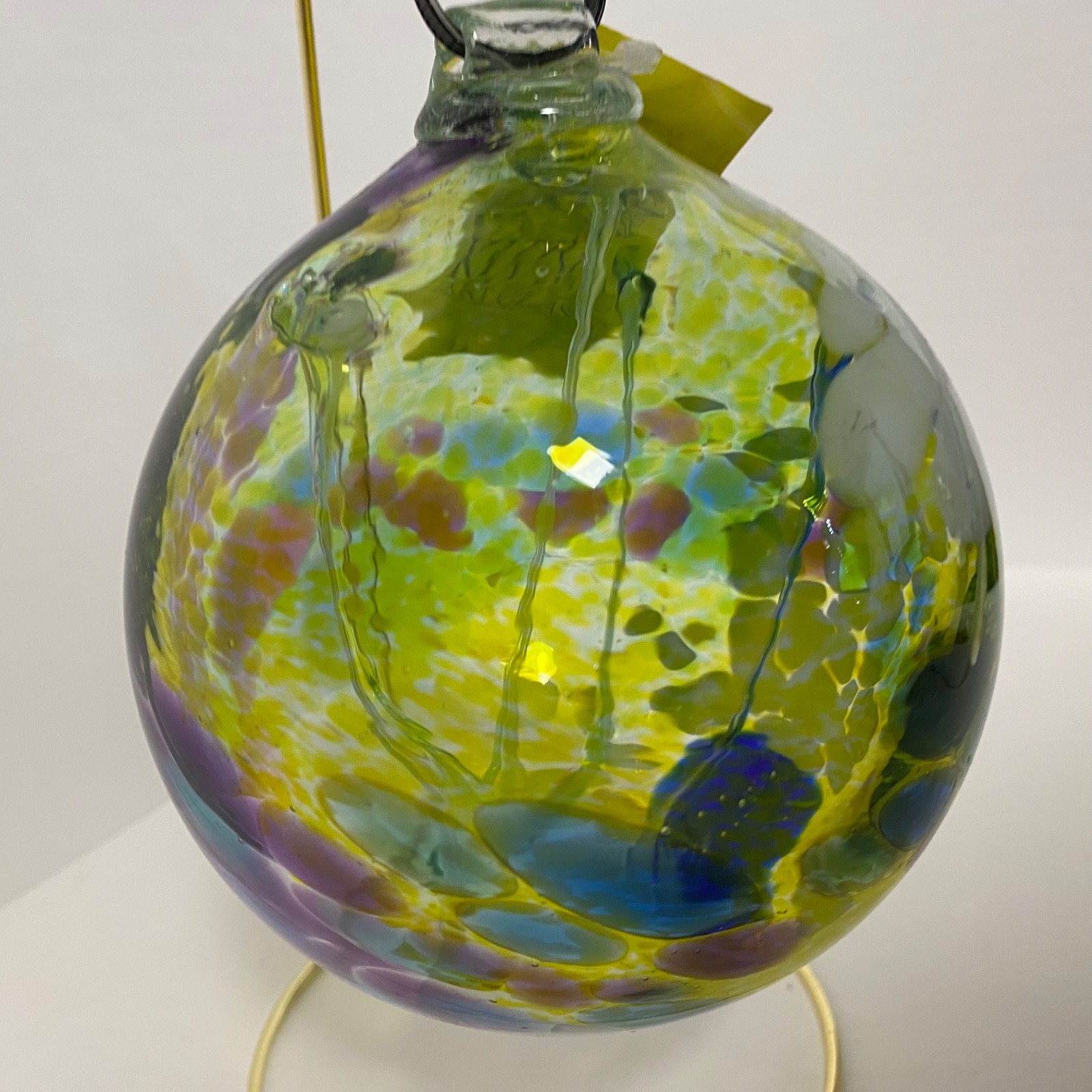 Kitras Art Glass Witch Ball Hand Blown Suncatcher Ball Orb 5” With Tag Large
