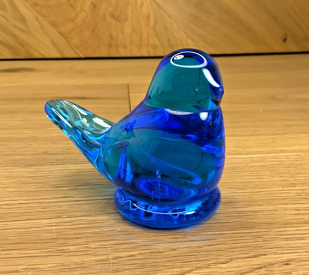 Leo Ward Bluebirds of Happiness Flower Glass Figurines Signed Set 1995 1998 2001