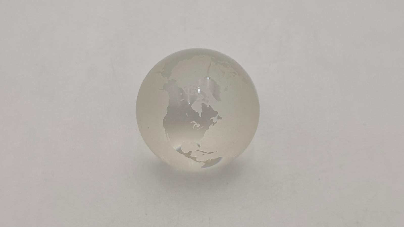 Vintage Etched Tiffany & Co Clear Frosted Glass Crystal World Globe Paperweight