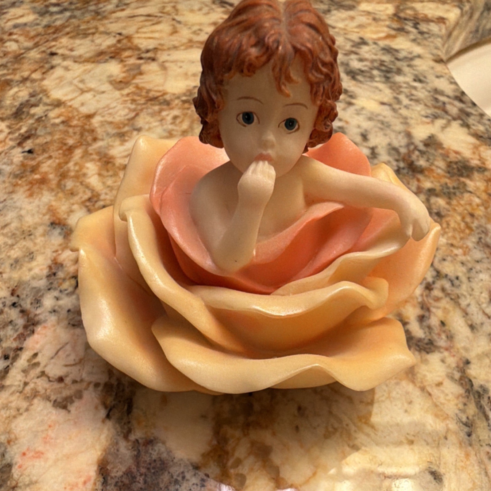 Valerie Tabor Smith Art Impressions Angel in Flower Resin Figurine, Peach