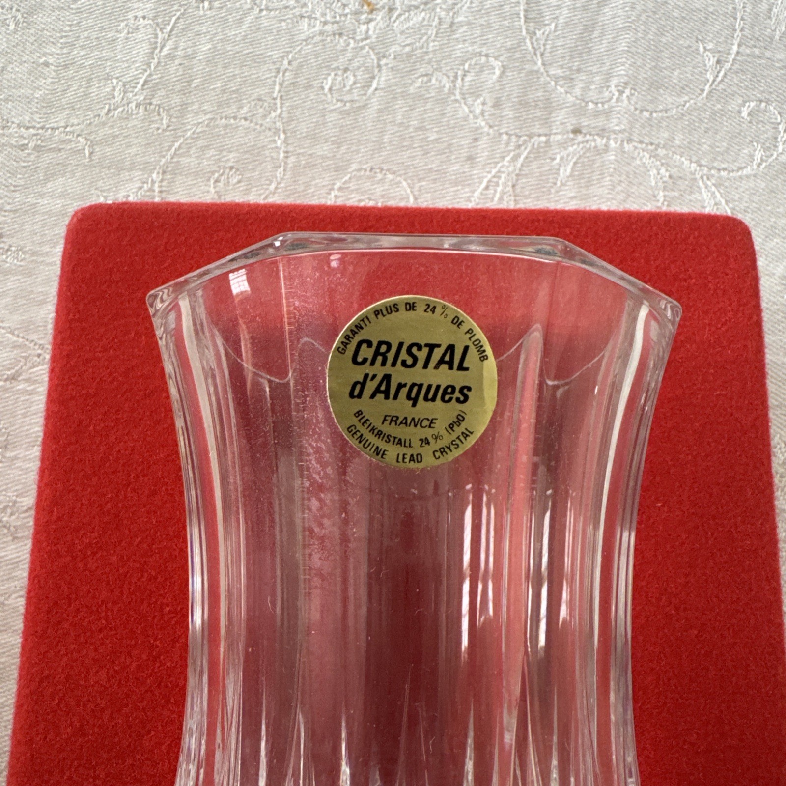 Cristal d’Arques Anemones 24% Lead Crystal Vase 13 cm France New Unused In Box