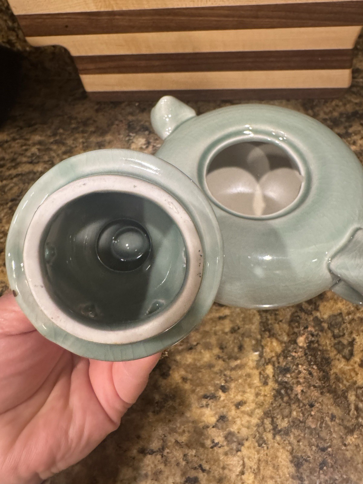 VTG Celadon ceramic Buddha incense burner, China
