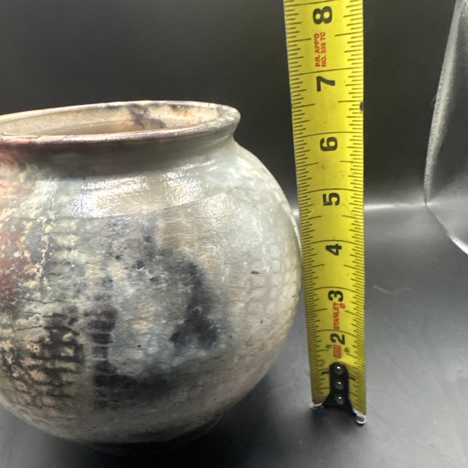 Studio Art Pottery Saggar Fired Raku Vase Signed 6.5” Tall