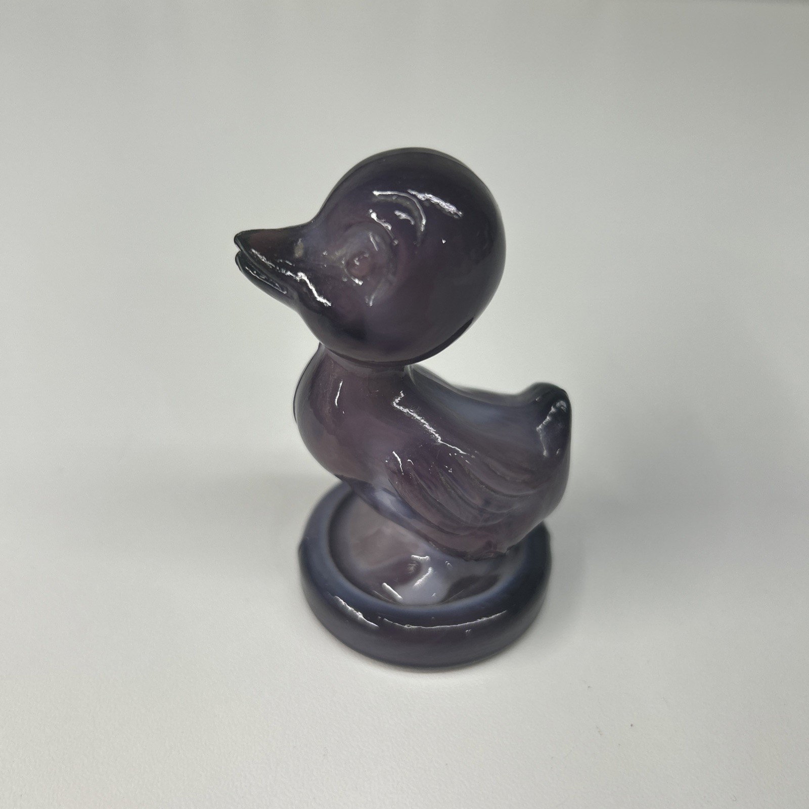 VTG Boyd Debbie Duck Amethyst Slag Glass Figurine