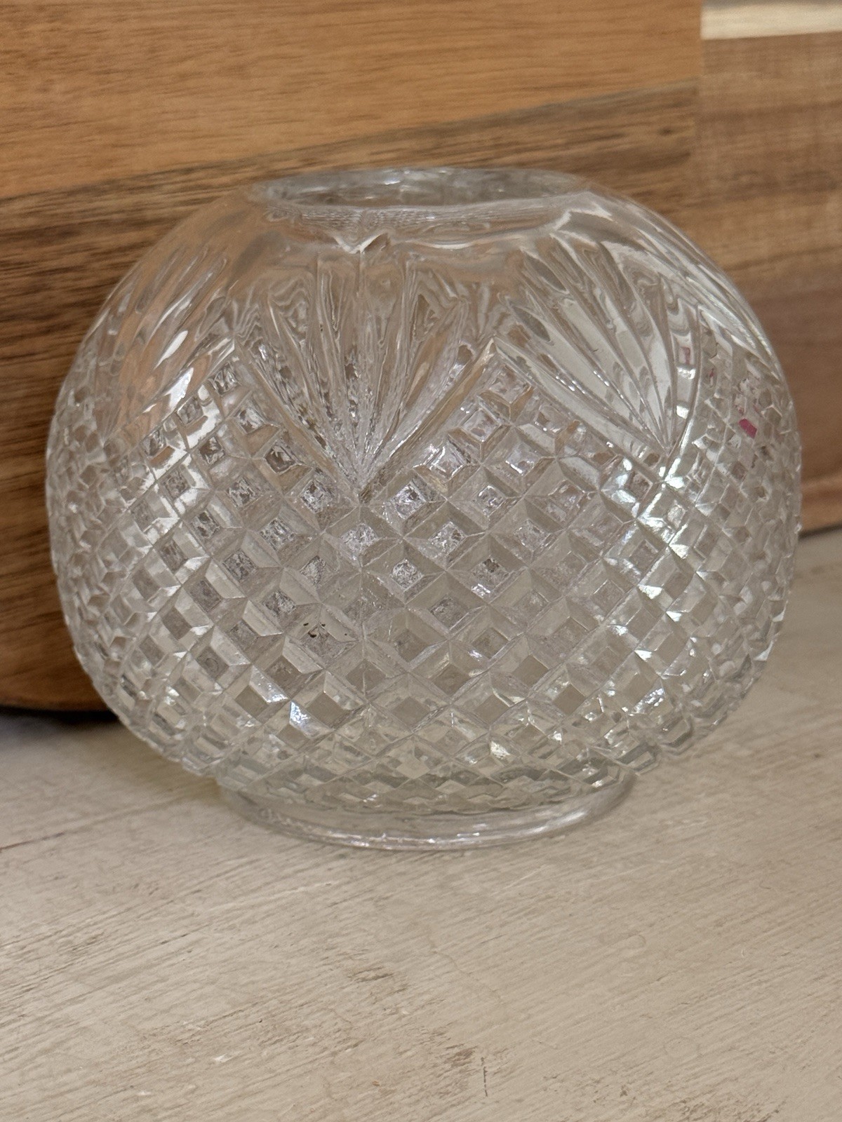 Americana Brilliant Pressed Cut Glass Crystal Rose Bowl Vase Vintage