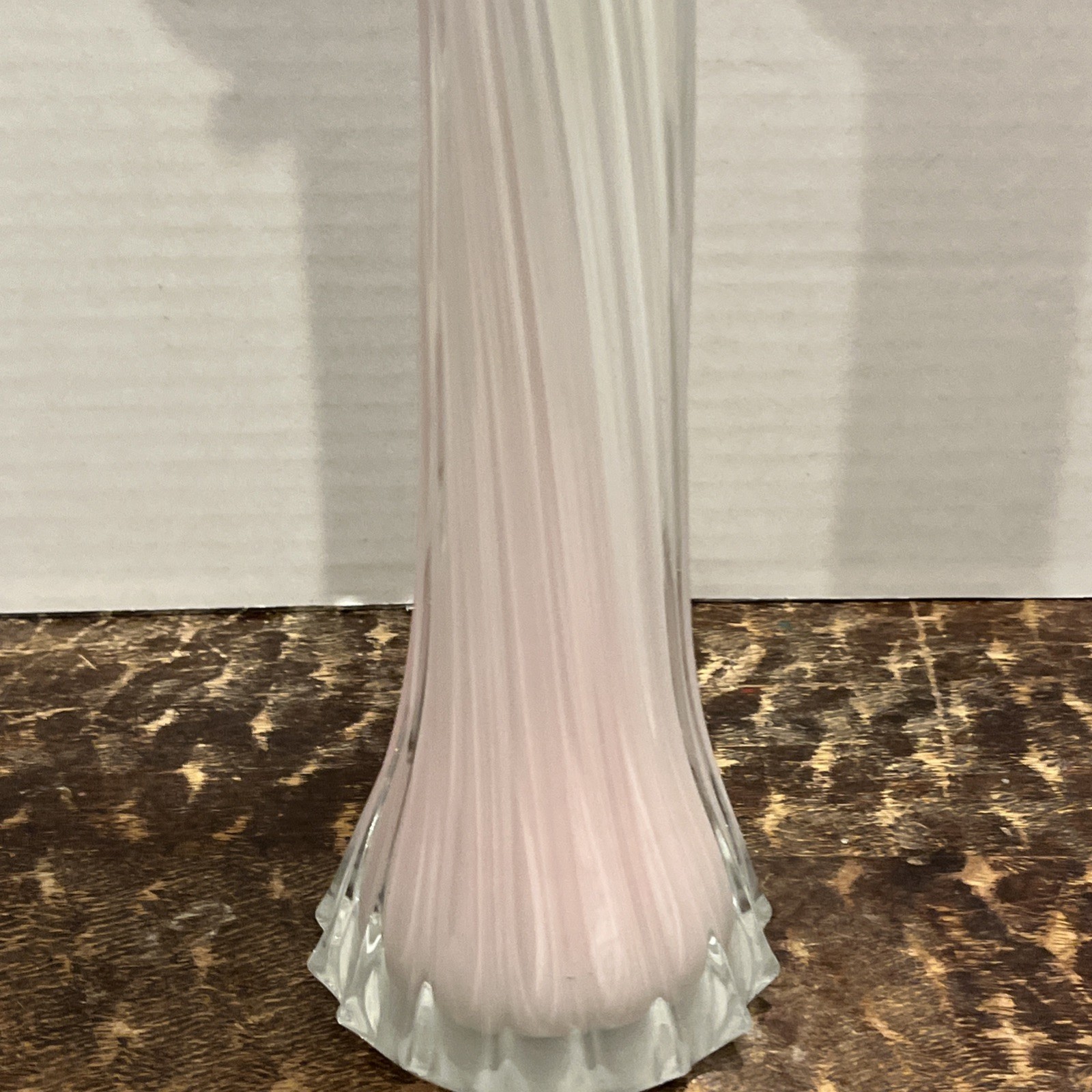 15in Tulip Bud Vase Handblown Art Glass Red White Green Clear Flower