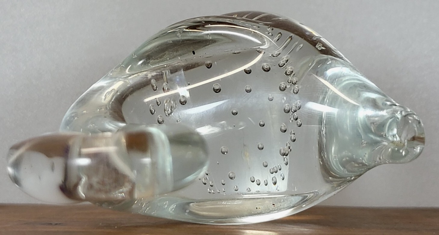 Art Glass Paperweight Swan Goose Duck Clear Controlled Bubbles 3¼” Tall Figure