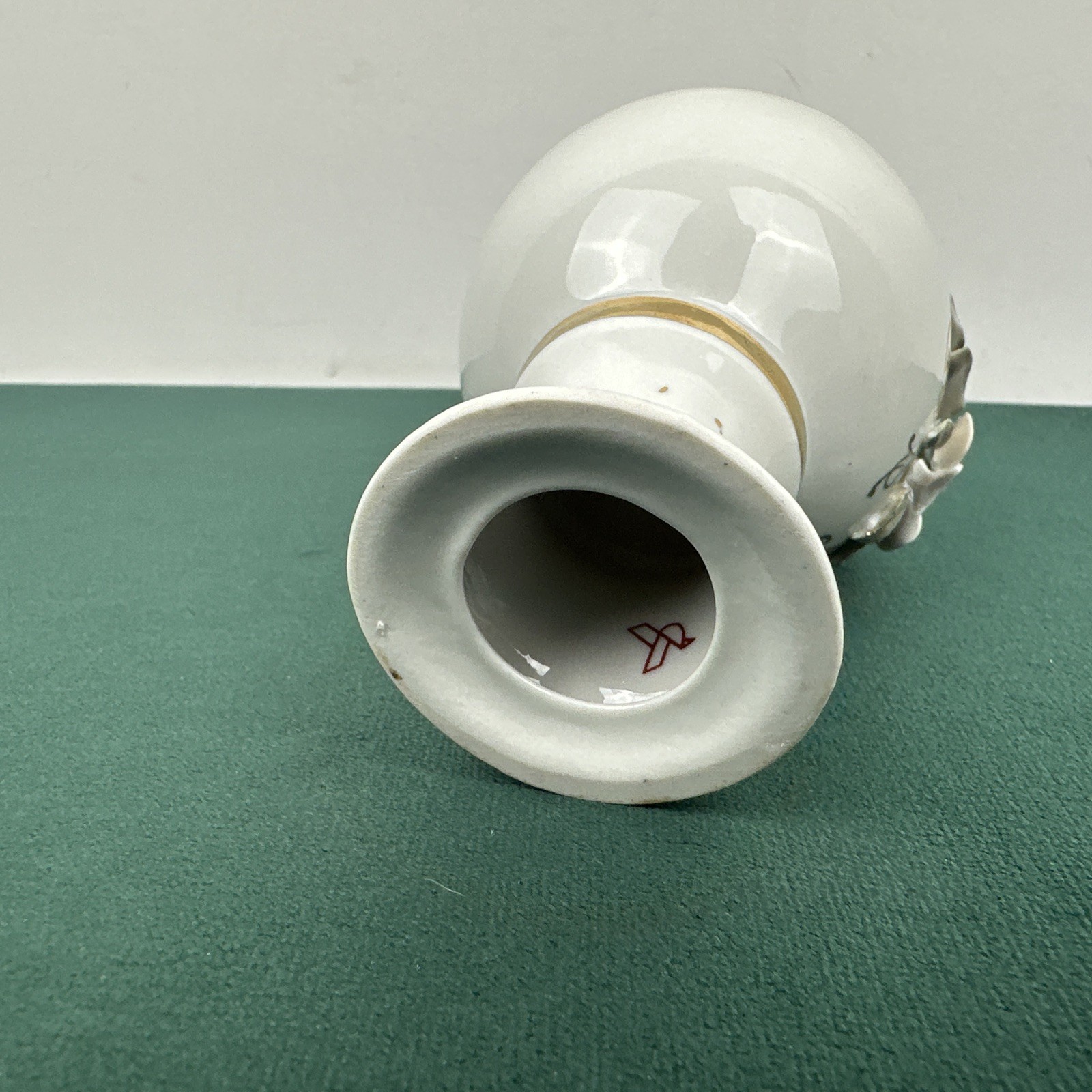Vintage Soviet Russian Porcelain Egg Figurine Applied Flowers Pedestal 5” USSR