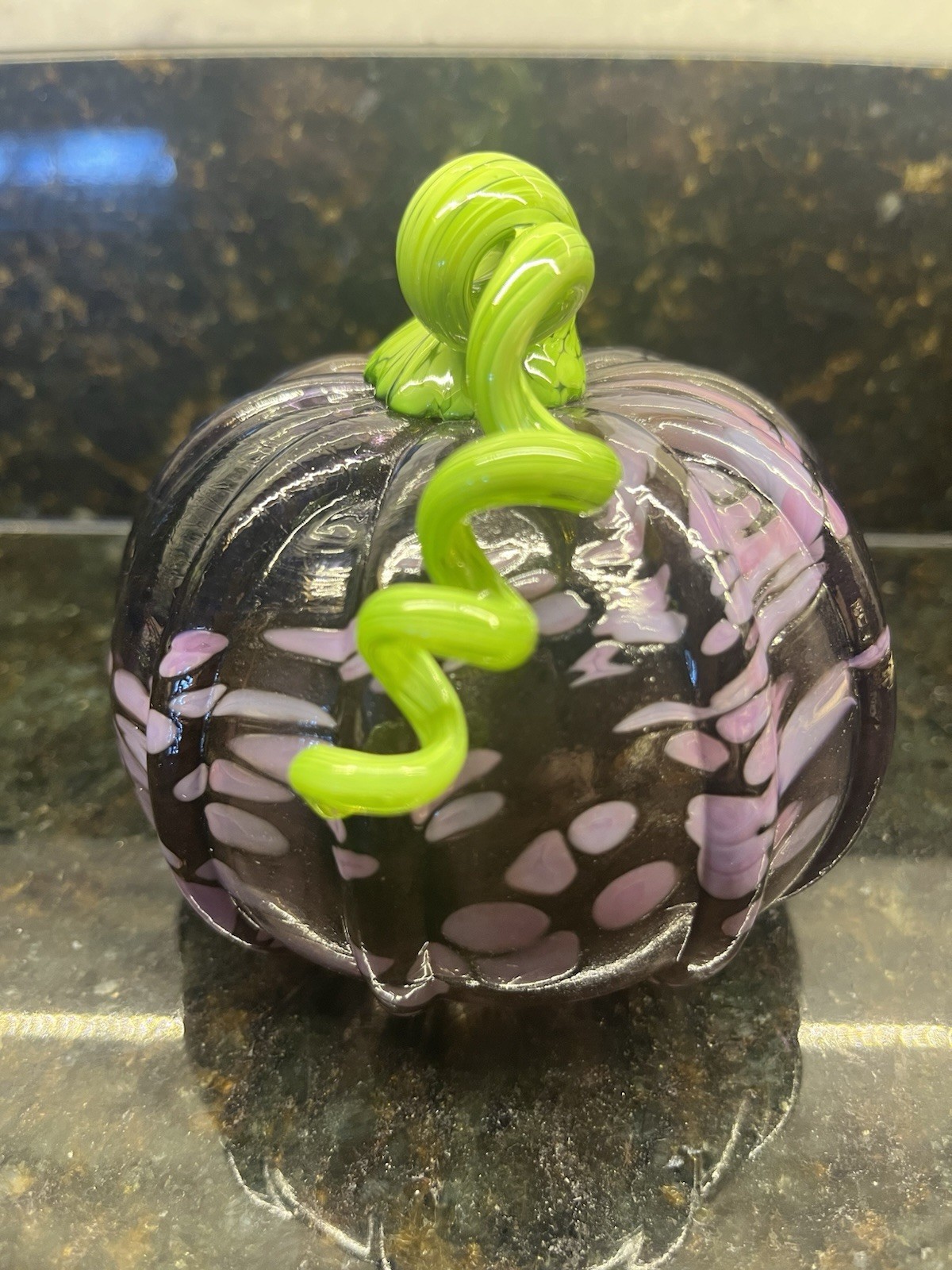Pumpkin Glass Blown Signed 4”x4”