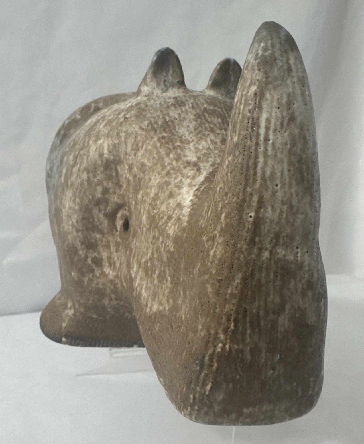 McCarty Pottery Rhino Rhinoceros Nutmeg Cobalt 11”x6” Large Mom 1st Quality