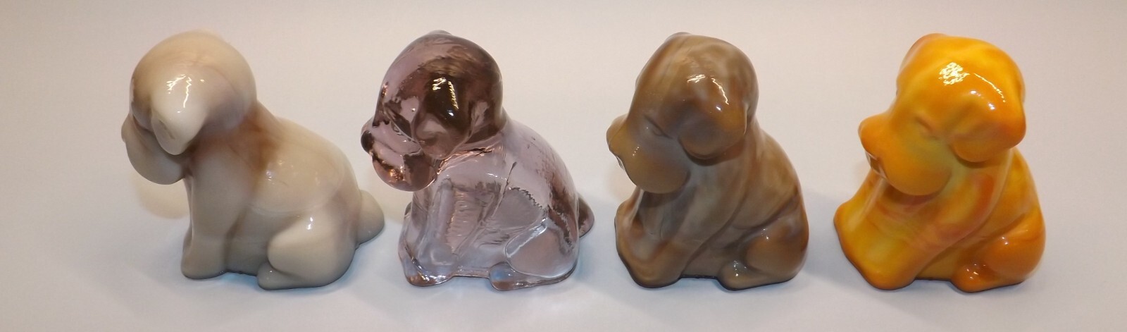 Vintage Degenhart Glass Pooche Dog, Pooch Dogs, Lot of 4, #2