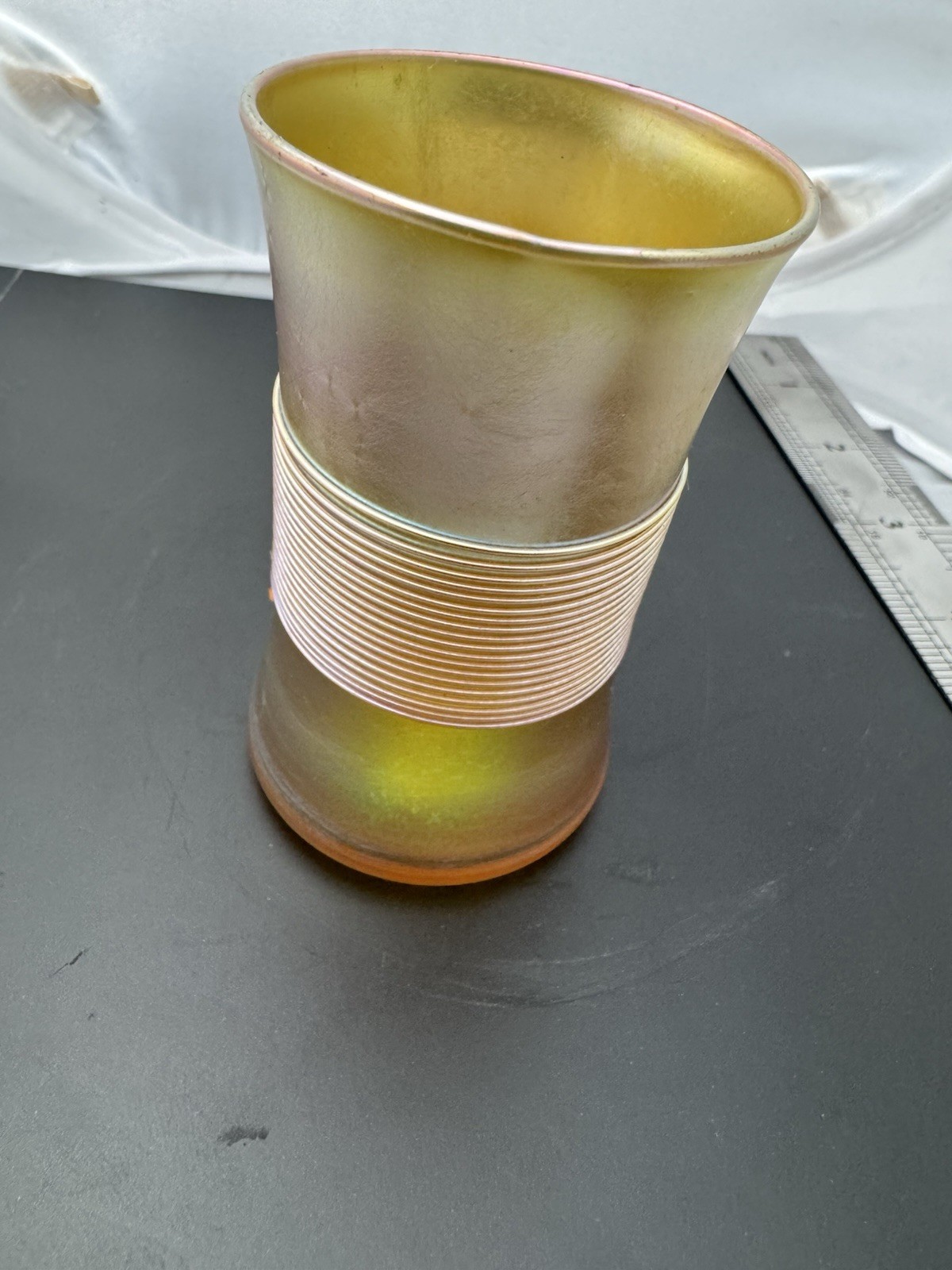 TIFFANY SALT Signed L.C.T. Glass Iridescent Art Nouveau Flawless rare Circa 1900