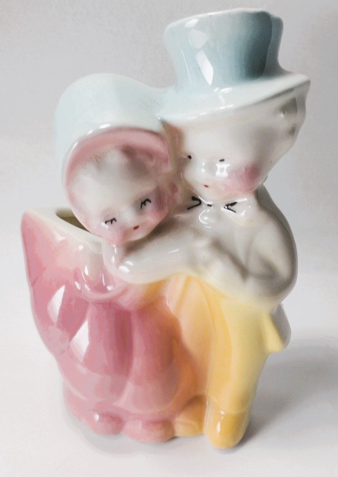 Vintage Shawnee Dancing Couple Planter Pastel Yellow Pink and Blue