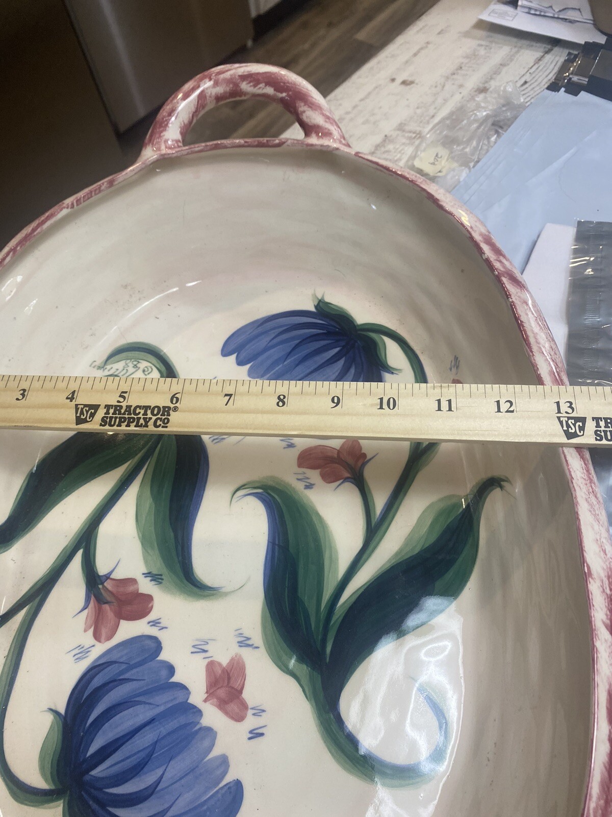 Beautiful Rare Gail Pittman Ceramic Basket With Handles 21 X 13