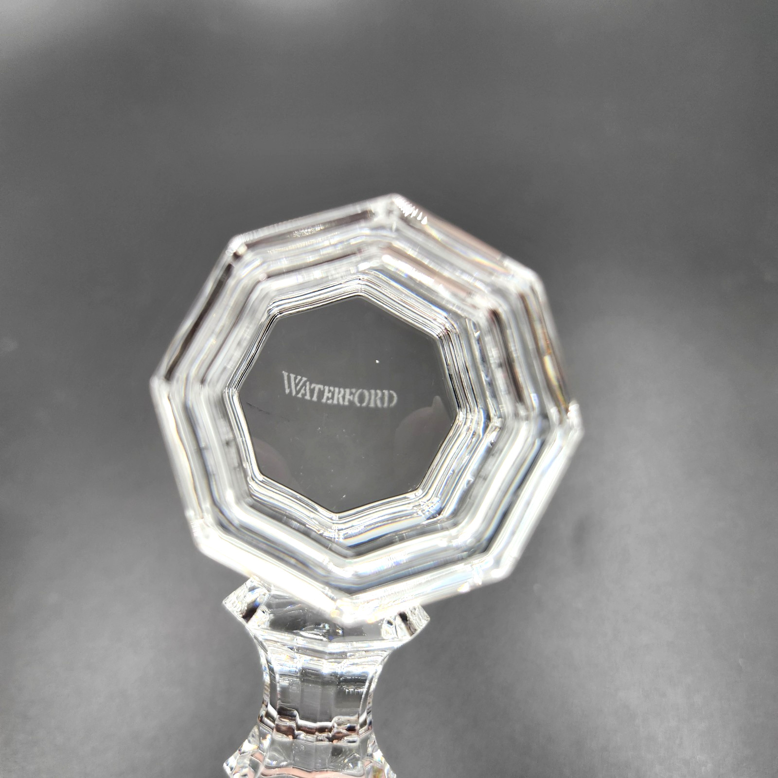 WATERFORD Irish Crystal Faceted 8″ Gavel Paperweight Judge Lawyer Acid Etched