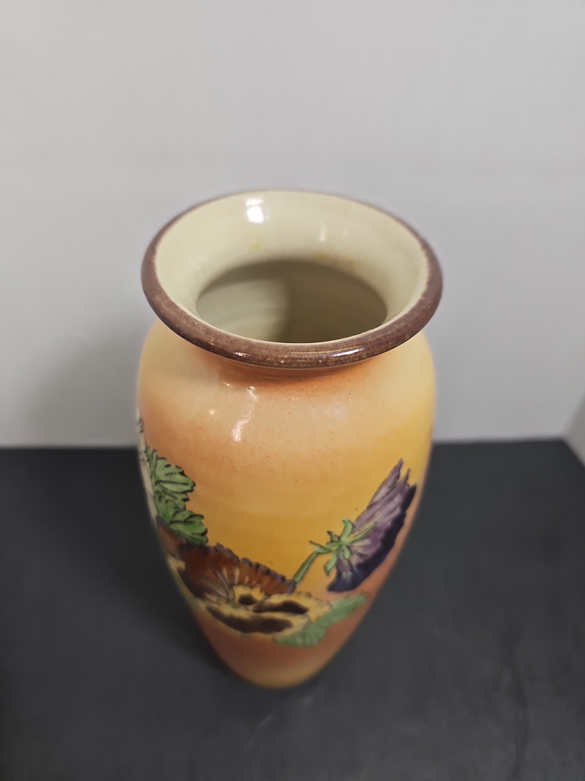 Vtg 1981 Santa Barbara Ceramic Design SBCD Vase Pansies Signed DK Dorie Knight
