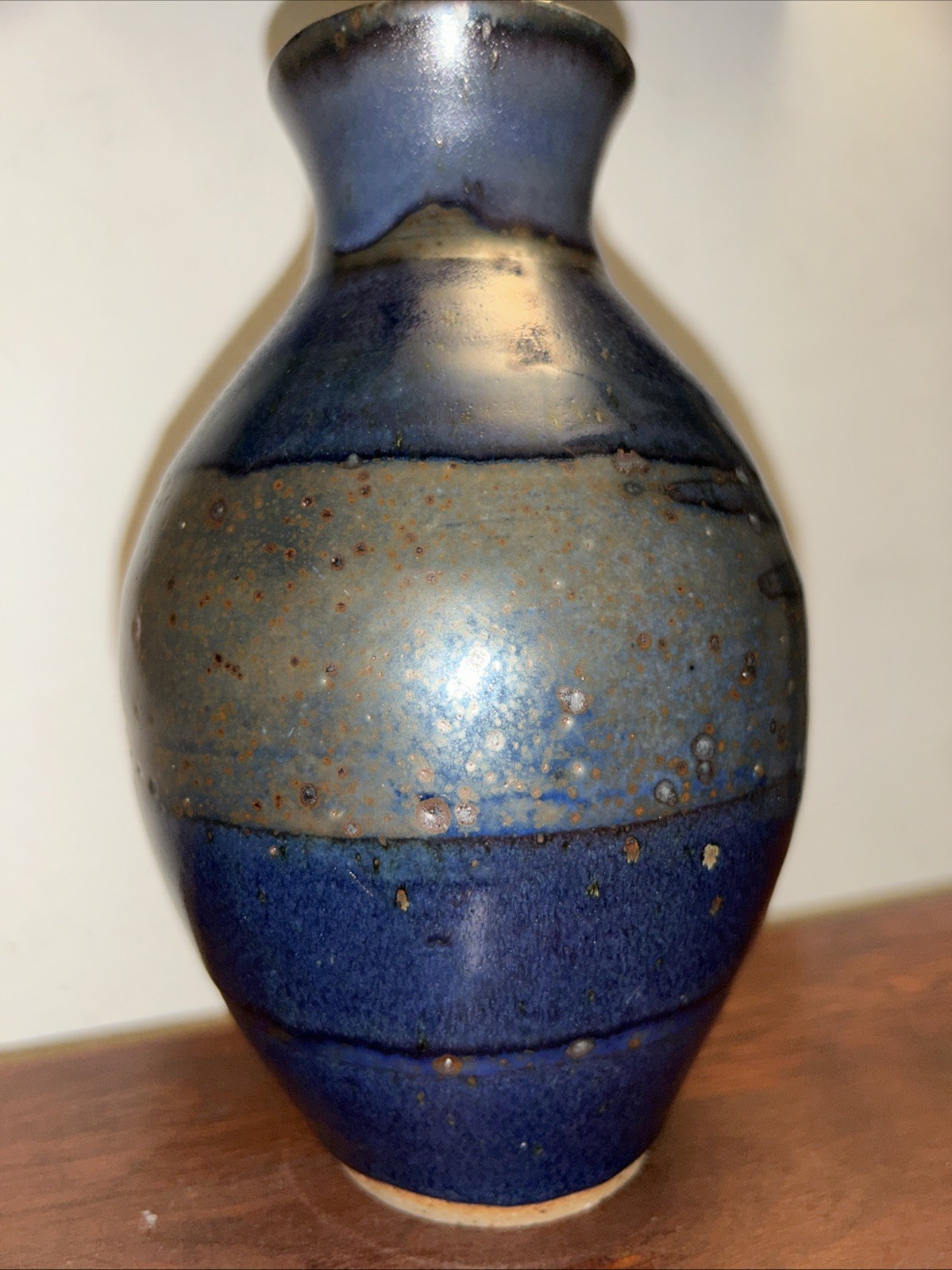 Silver Corbin Art 7” Blue Green Stoneware Vessel Pot Signed Pottery