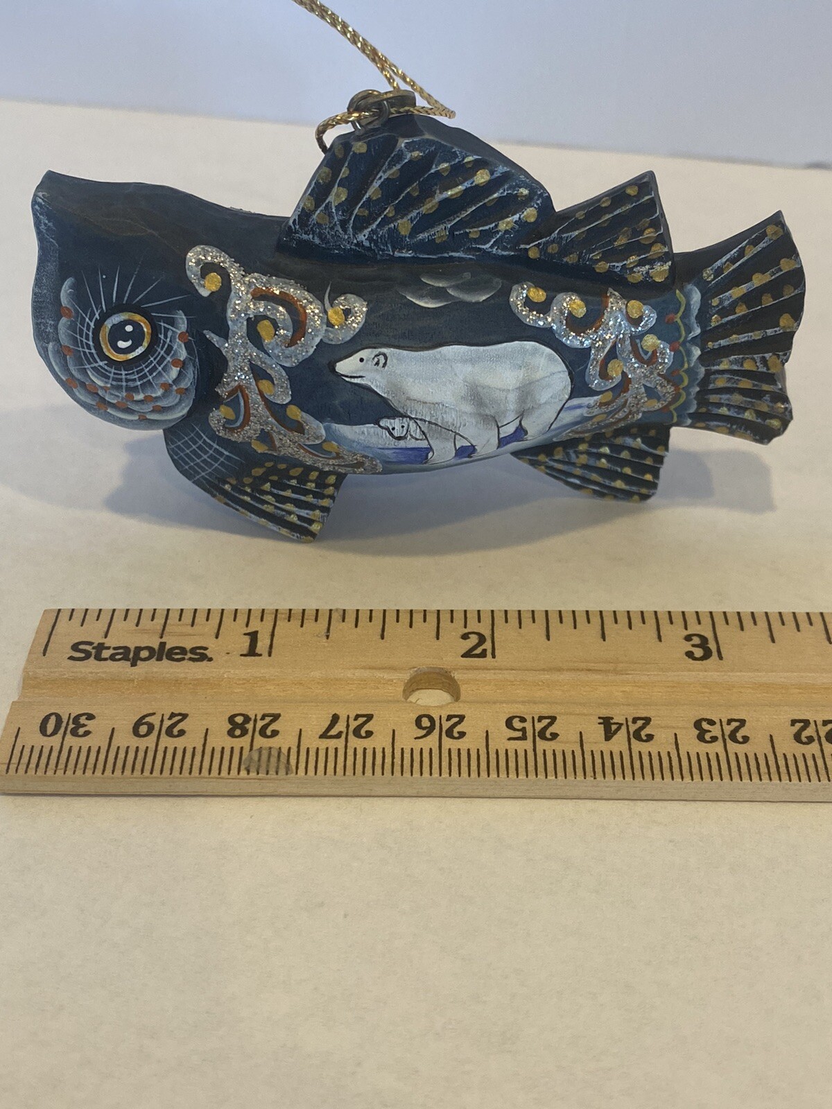 G DeBrekht Fish Ornament Signed Artistic Studios Hand Painted With Polar Bears