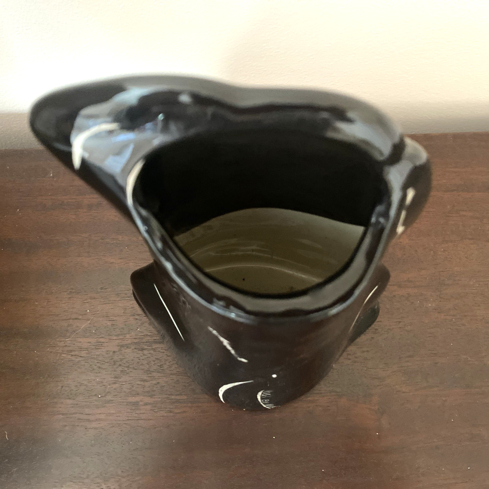 “Dogs by Nina” Lyman Hand Painted Ceramic Black Puppy Vase/ Planter, 8”