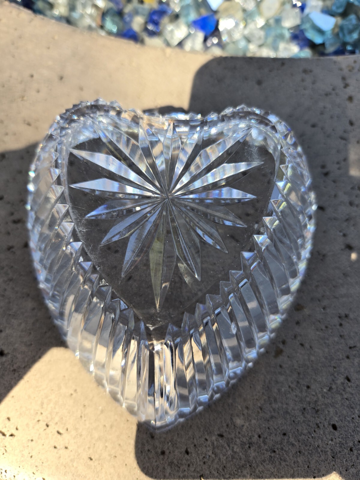 Waterford Crystal Fluted Heart Shape Bowl 4 1/2 X 5“ Signed Stamped Val