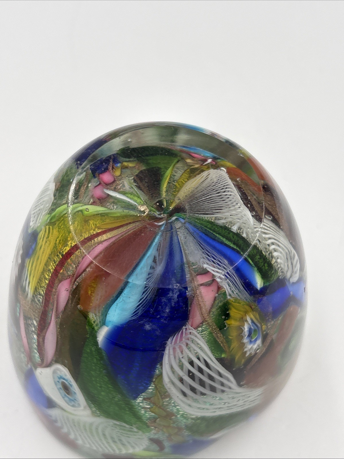 Murano Glass Small Vase “Tutti Frutti” Dino Martens 3-1/4” T. Triangular As Is