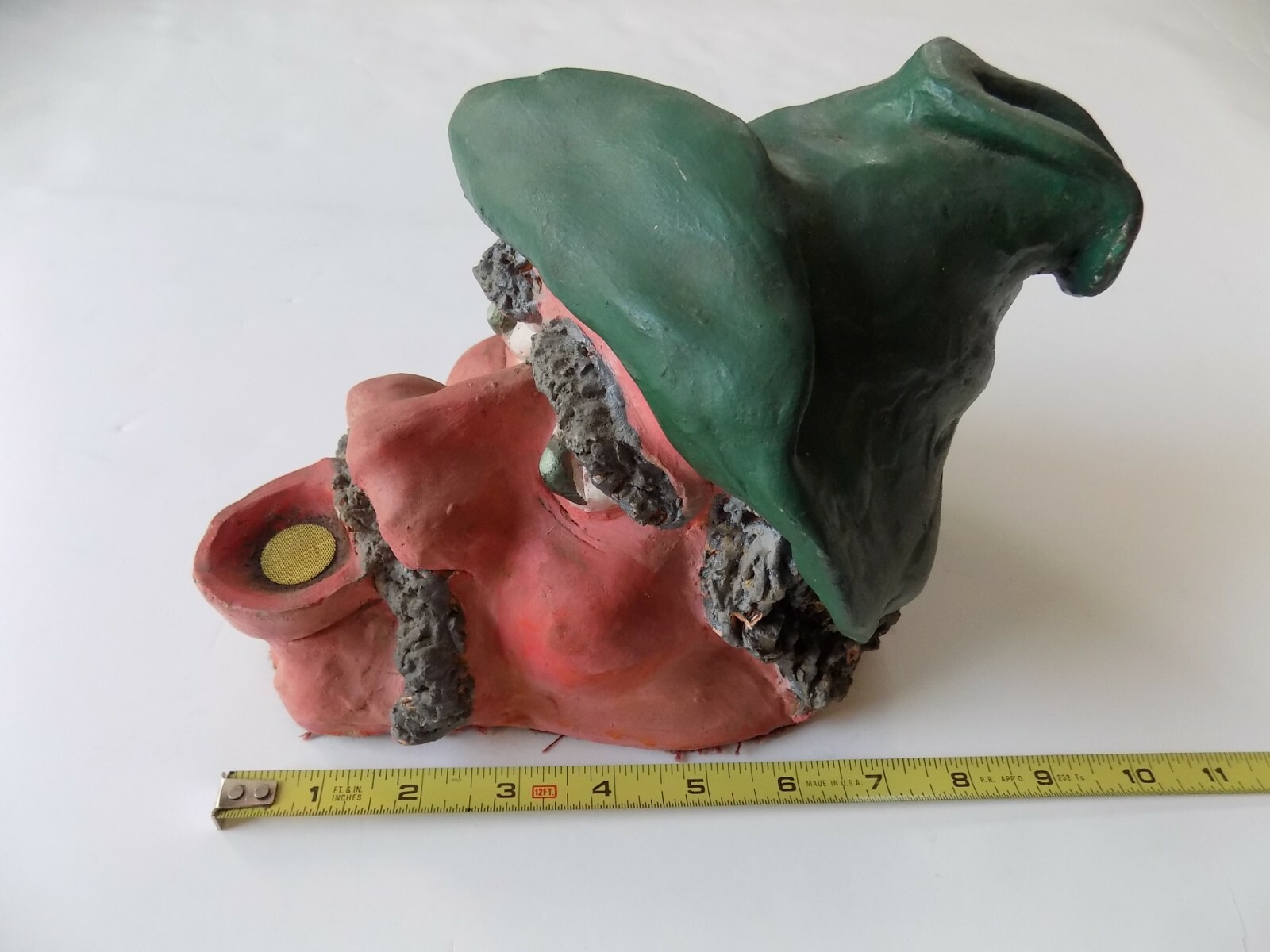 Vintage Figural Hippie Man Art Pipe 1 of a kind Stoneware Sculpture — 1970’s