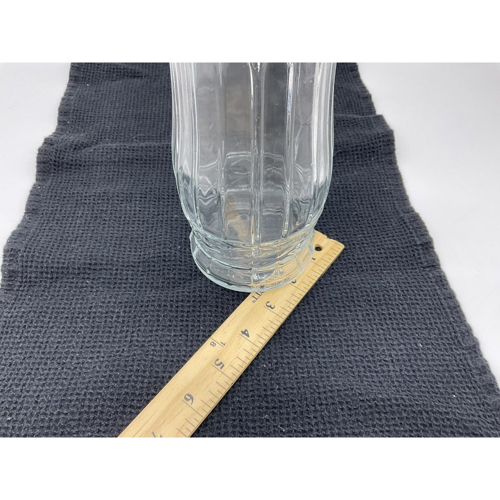 Clear Glass Flower Vase 8″ Embossed Flared Design Home Decor Tabletop
