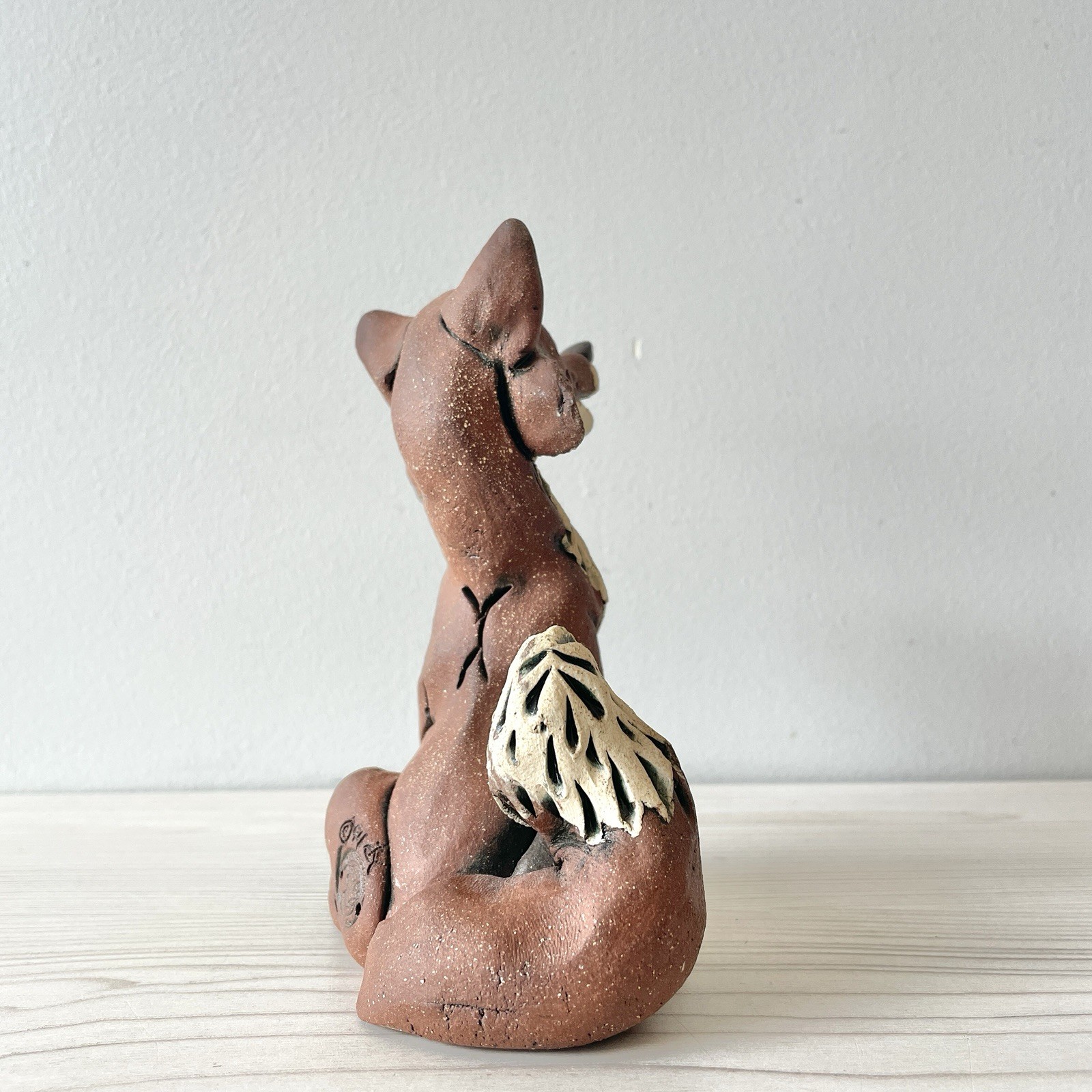 Vintage 1994 Clanimalzoo Clanimals Fox Signed Stoneware Sculpture Figurine
