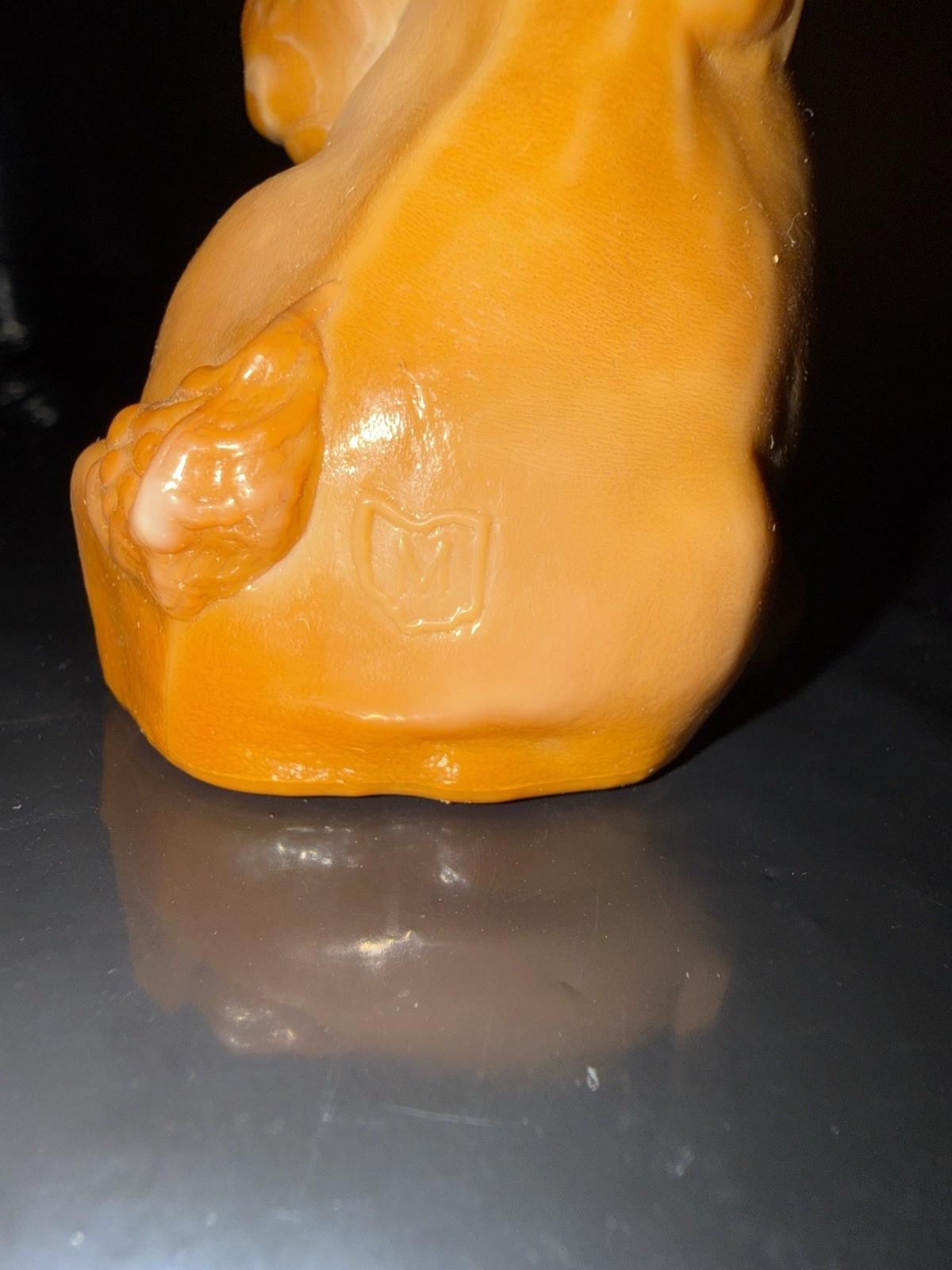 Mosser Glass Orange Slag Bunny Rabbit Figurine Cream Swirl Vintage Easter 5”