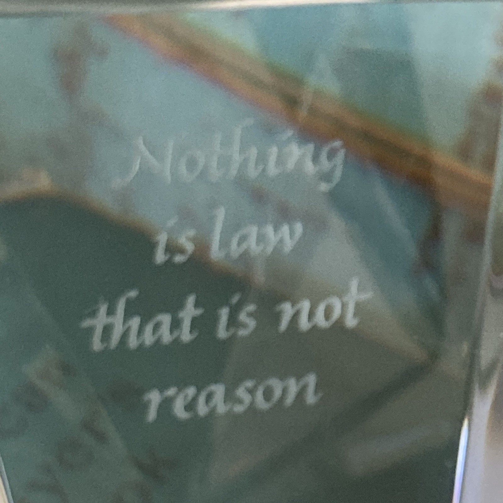 VTG Diamond Prism Paperweight Signed Stueben Nothing Is Law That Is Not Reason