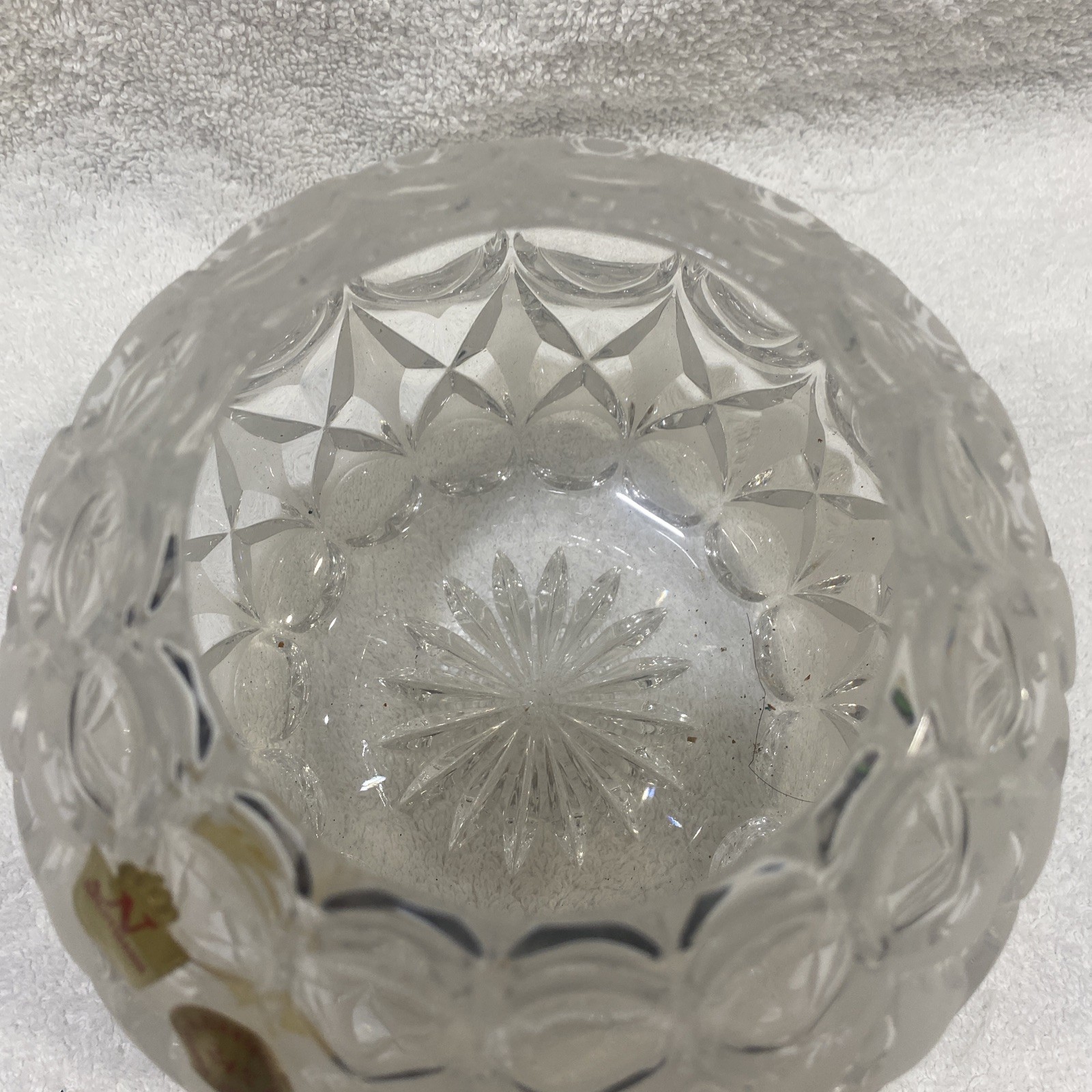 Vintage Nachtmann Bleikristall Emerald Cut Crystal Rose Bowl Vase 5.5″ 3.5lbs