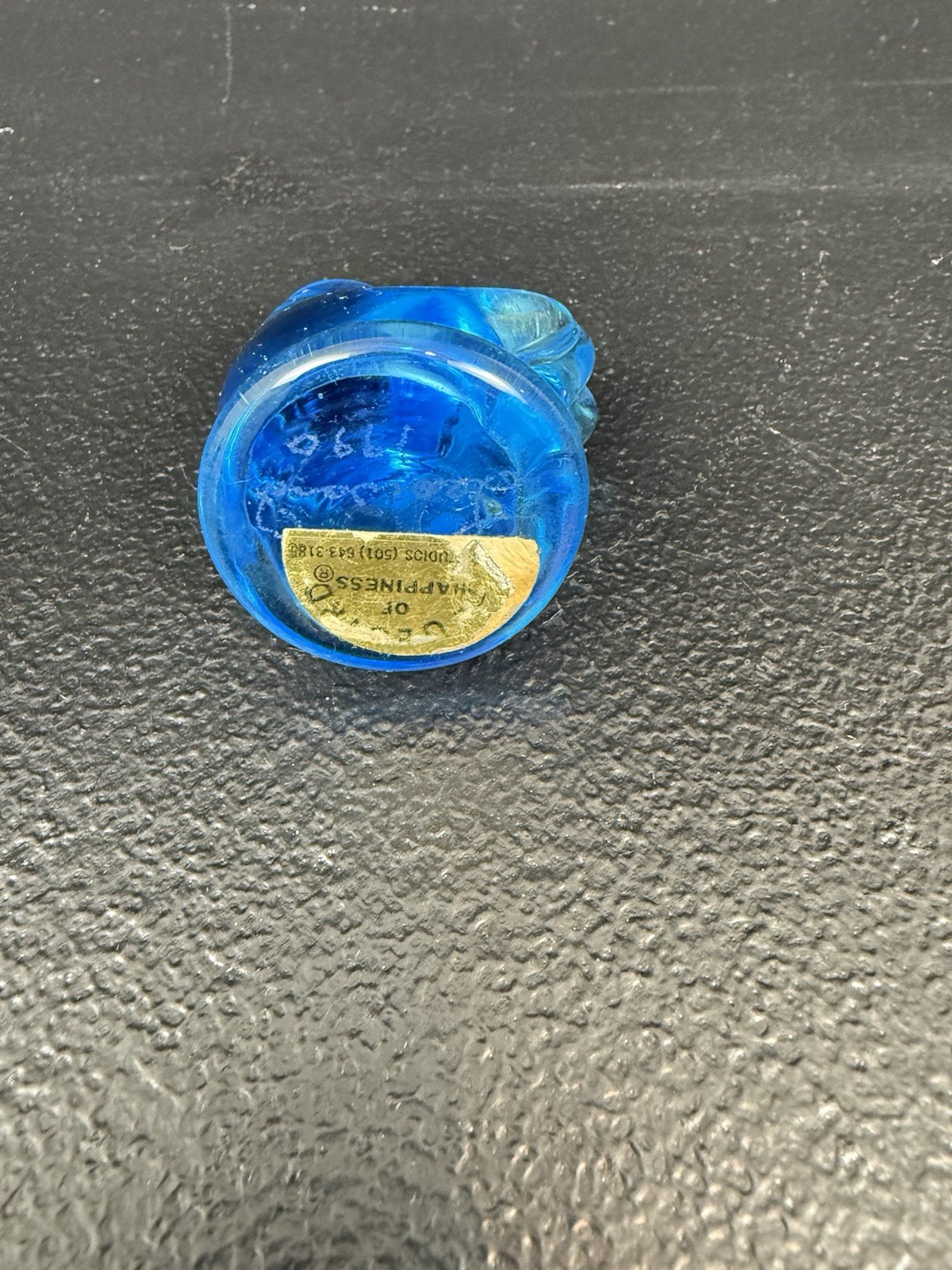 VTG (2) Clear Cobalt Blue 2″ Glass Bluebird of Happiness Signed by Leo Ward 1990