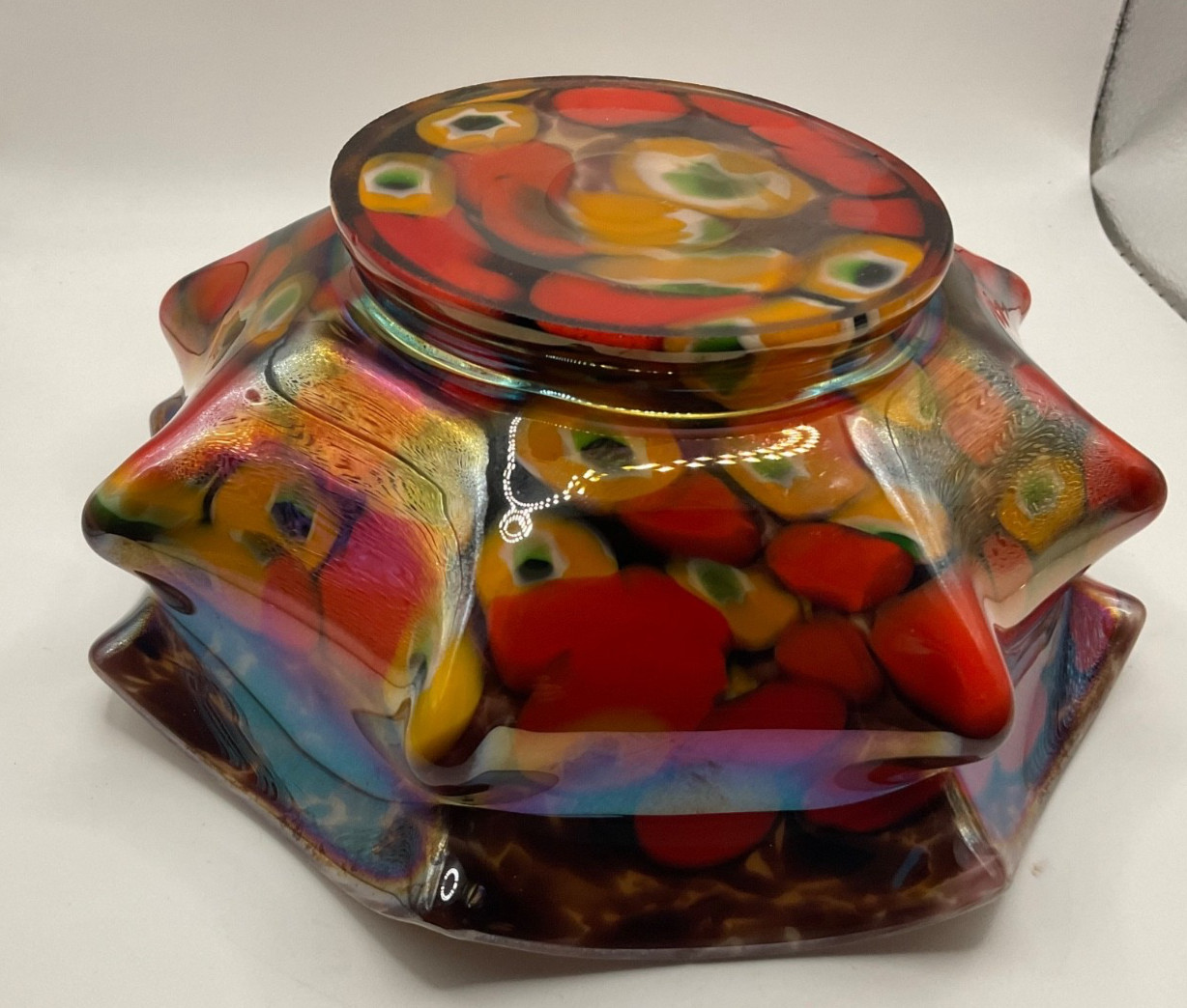 1925 Czech Rare Ernst Steinwald & Co Kralik Stunning Red Multi Colored bowl
