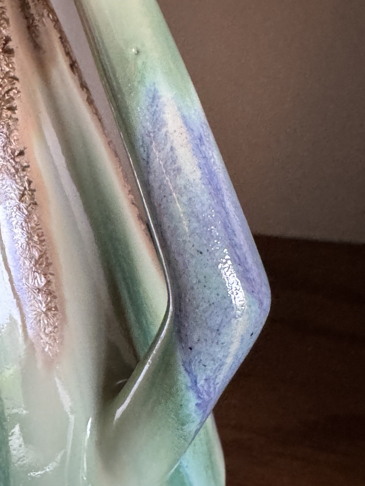 Vtg Art Pottery Vase 13” Decanter Drip Glaze Crystalline Aurora Borealis Signed