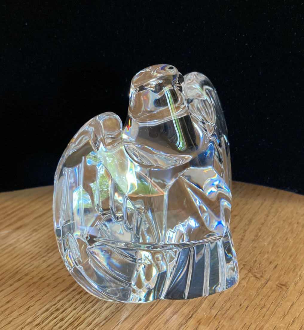 Steuben Signed Crystal Bald Eagle Lloyd Atkins Textured Sculpture Paperweight