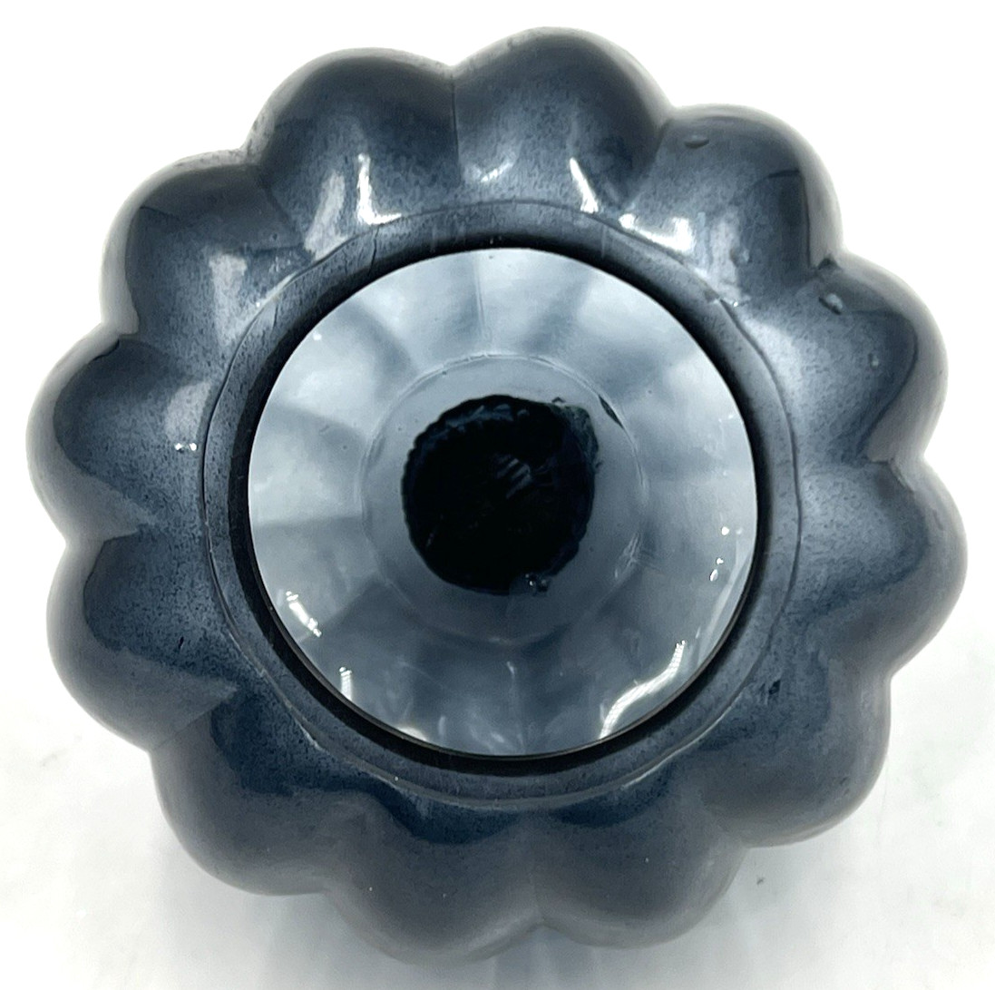 Glass Pumpkin Figurine Sculpture Decor Dark Blue Smokey Grey 4.5″ T x 4.75″ W