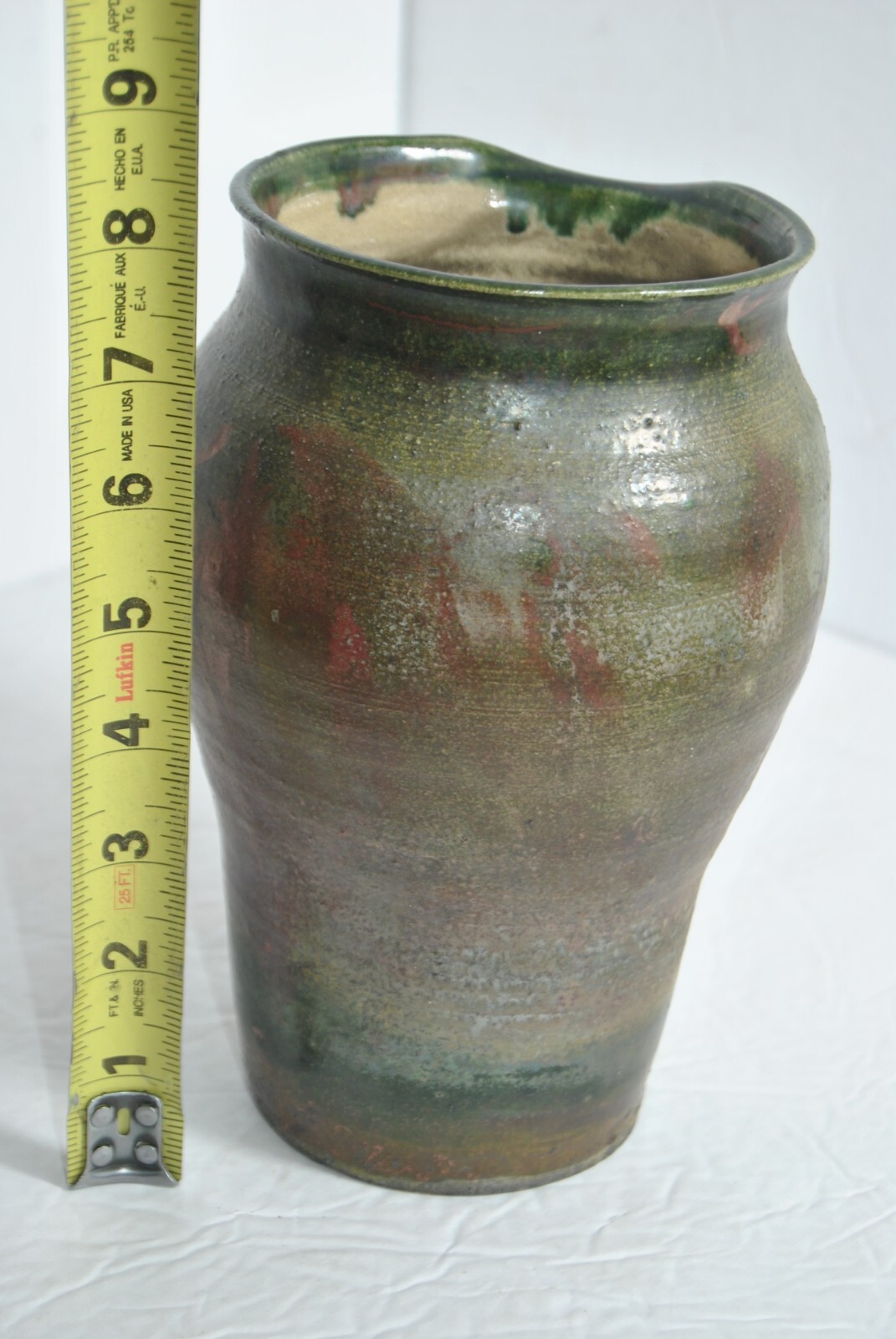 Studio Pottery Vase Hand Crafted Ceramic Stoneware Earth Tones Signed 8.25 in