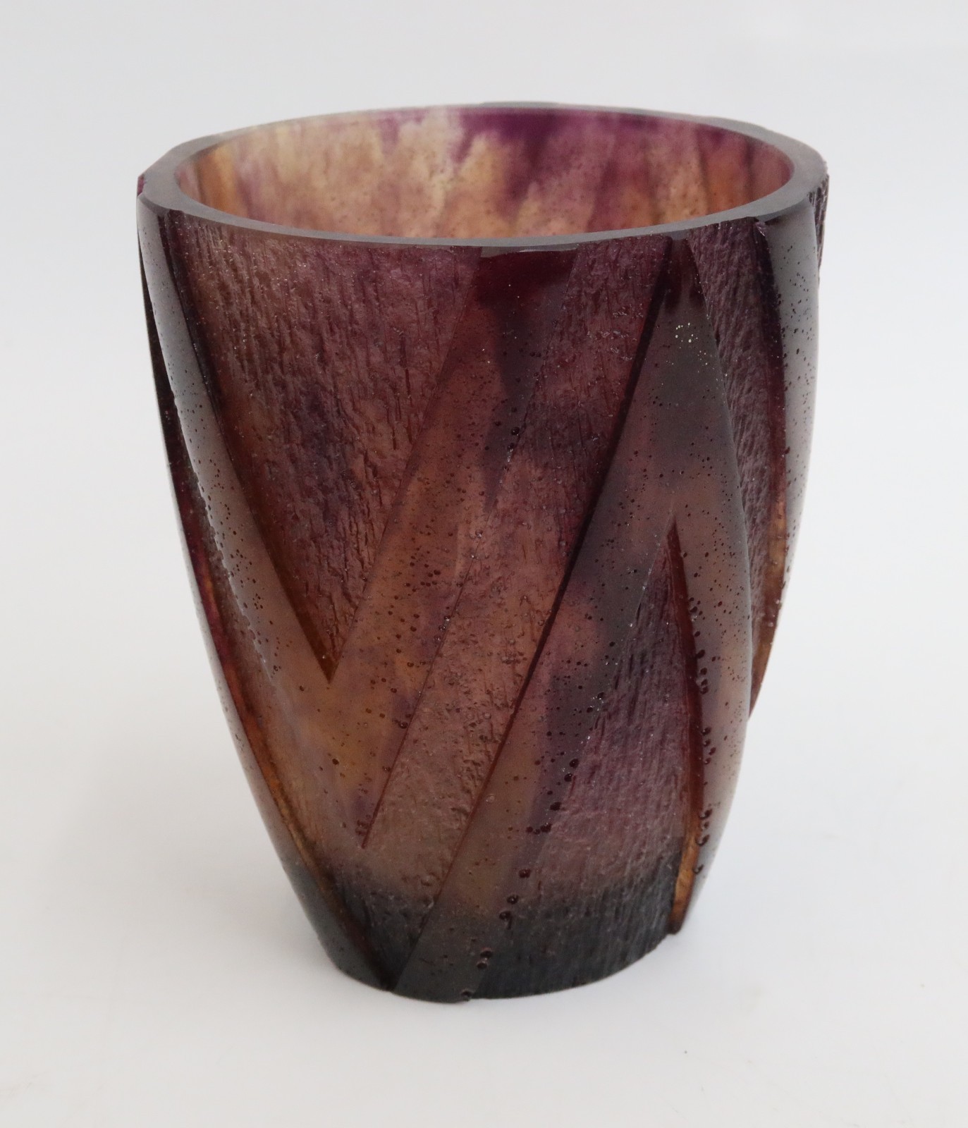Daum France Pate de Verre Glass Pen Pencil Holder or Vase Portacrayón Rythmes