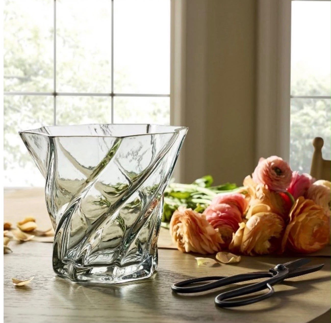 Wide-Rim Swirl Glass Vase Threshold designed with Studio McGee