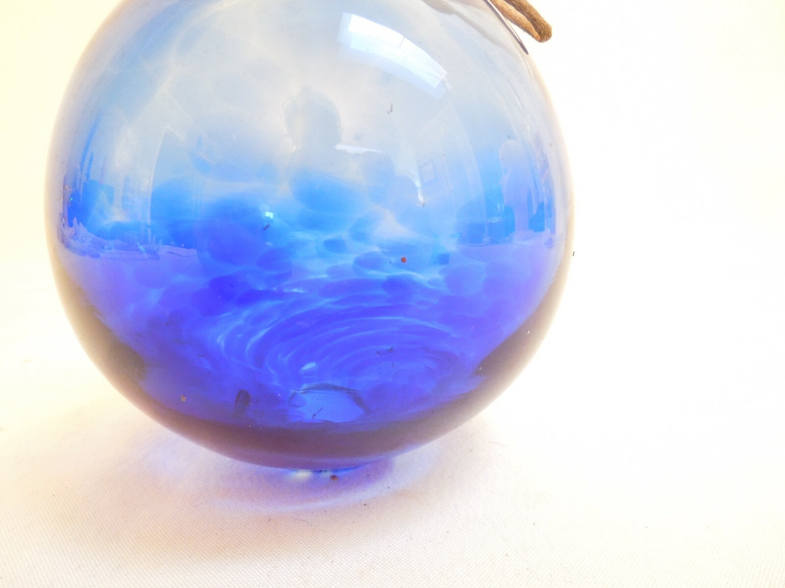 Cobalt Blue Hand-Blown Glass Ornament Swirl Design 5″ Tall 4″ in Diameter