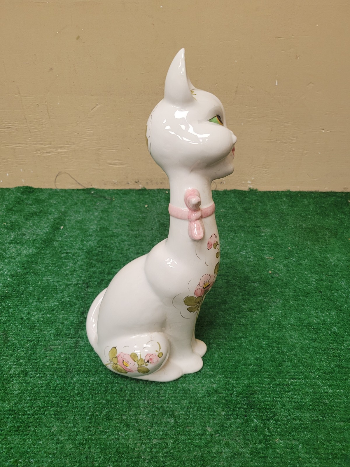 Italian Pottery MCM Long Neck Cat Made In Italy 15″ Tall (BFEB-05-110)
