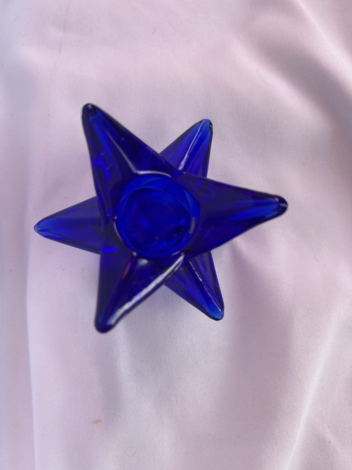 Blue Glass Star Shaped Candle Holder Decorative Star Design Home Decor Accent