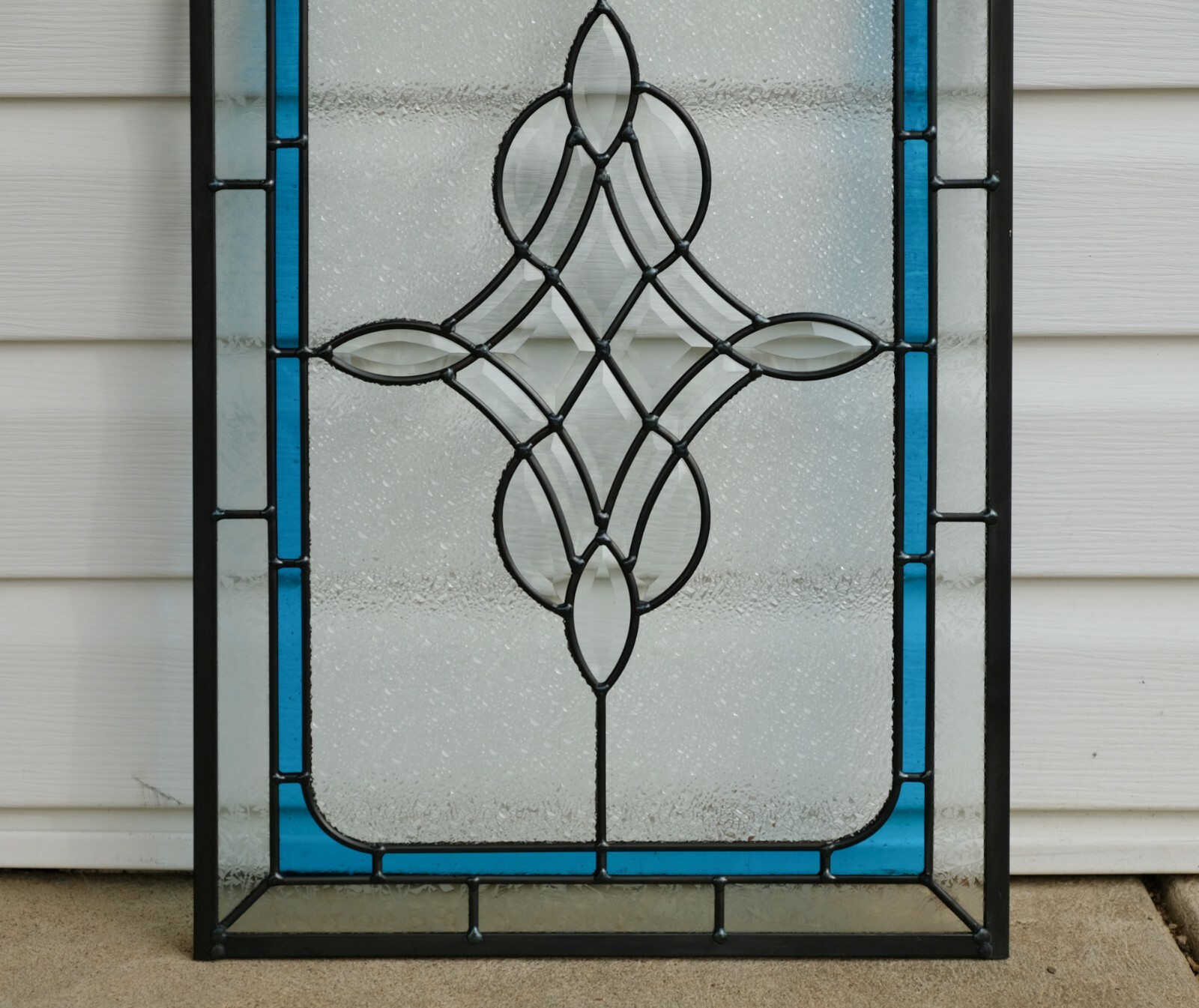 Handcrafted stained glass Clear Beveled window panel 16″ x 24″