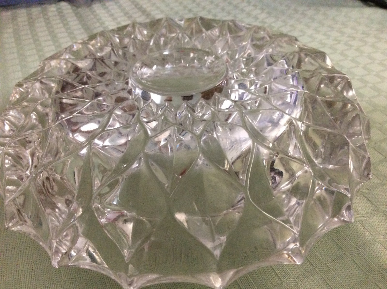 Antique Heavy Lead Crystal Ashtray Cut Glass 7″ Cigarette Cigar Diamond Cut 2lbs