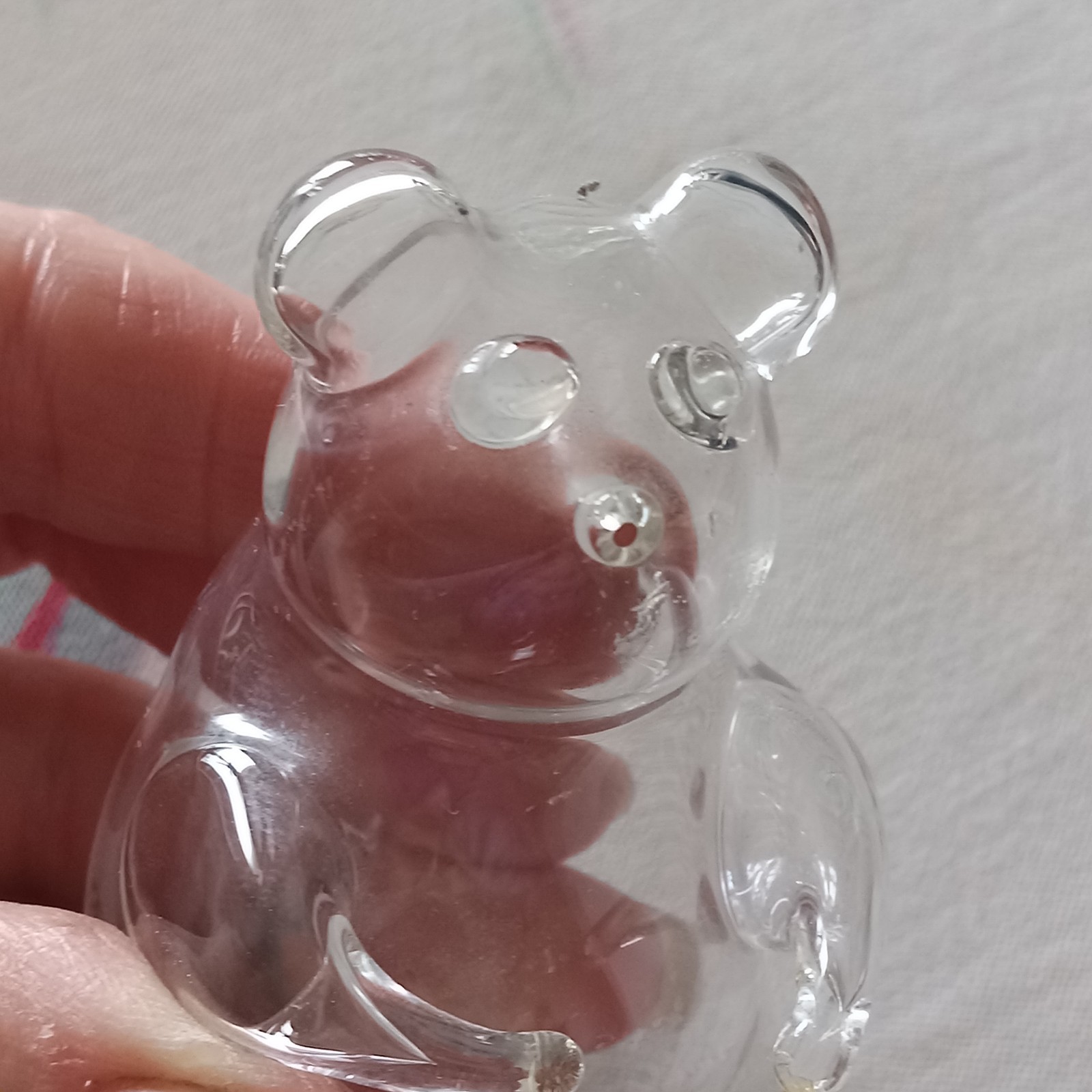 Parise Vetro Italy Small Handblown Clear Glass Teddy Animal 2.75″ Delicate