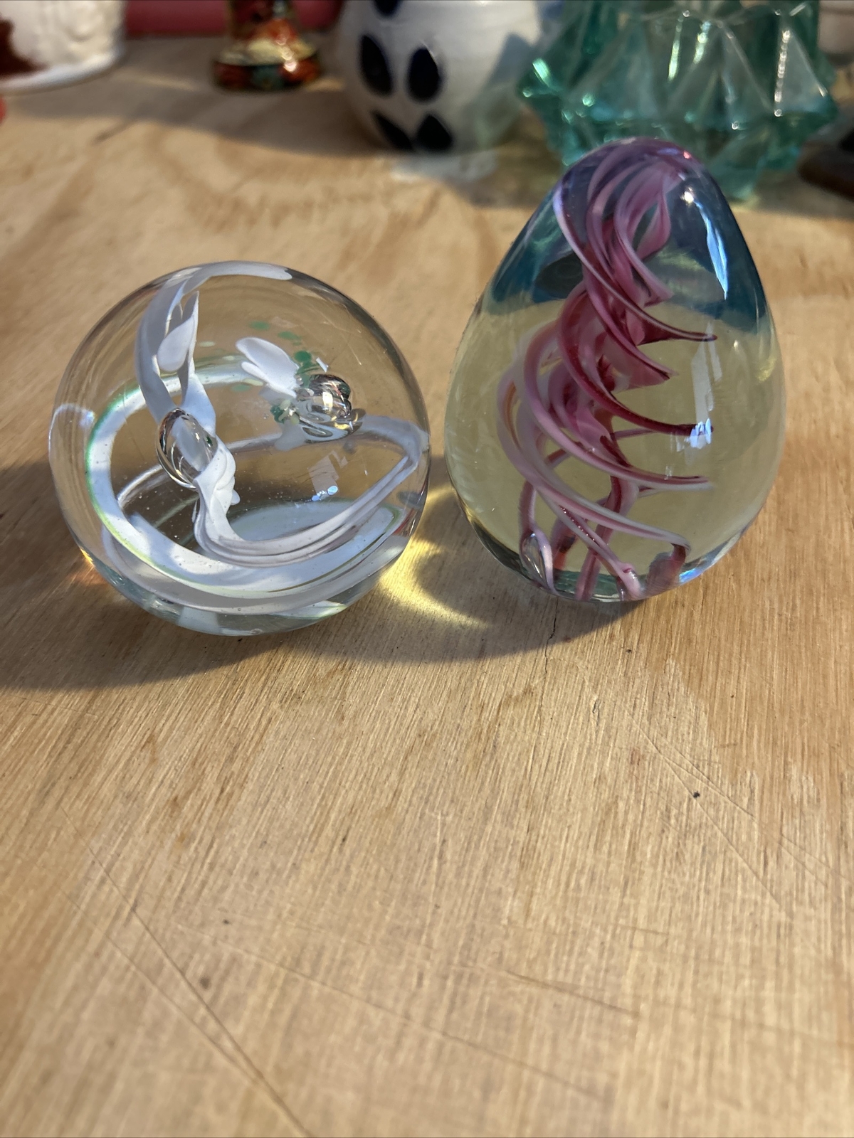 Vintage Oglebay – West Virginia – Art Glass Paperweight Pair 1989 And 1993