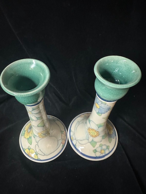 DAVILA BRODSKY Pair Candlesticks RABBITWORKS 1987 Candleholders SANTA FE 8.5 In