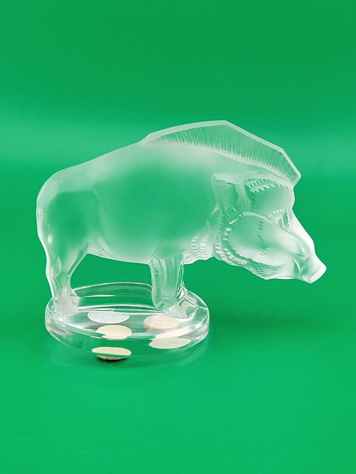 LALIQUE CLEAR & FROSTED CRYSTAL “SANGLIER” OR “RAZORBACK” PAPERWEIGHT FIGURINE