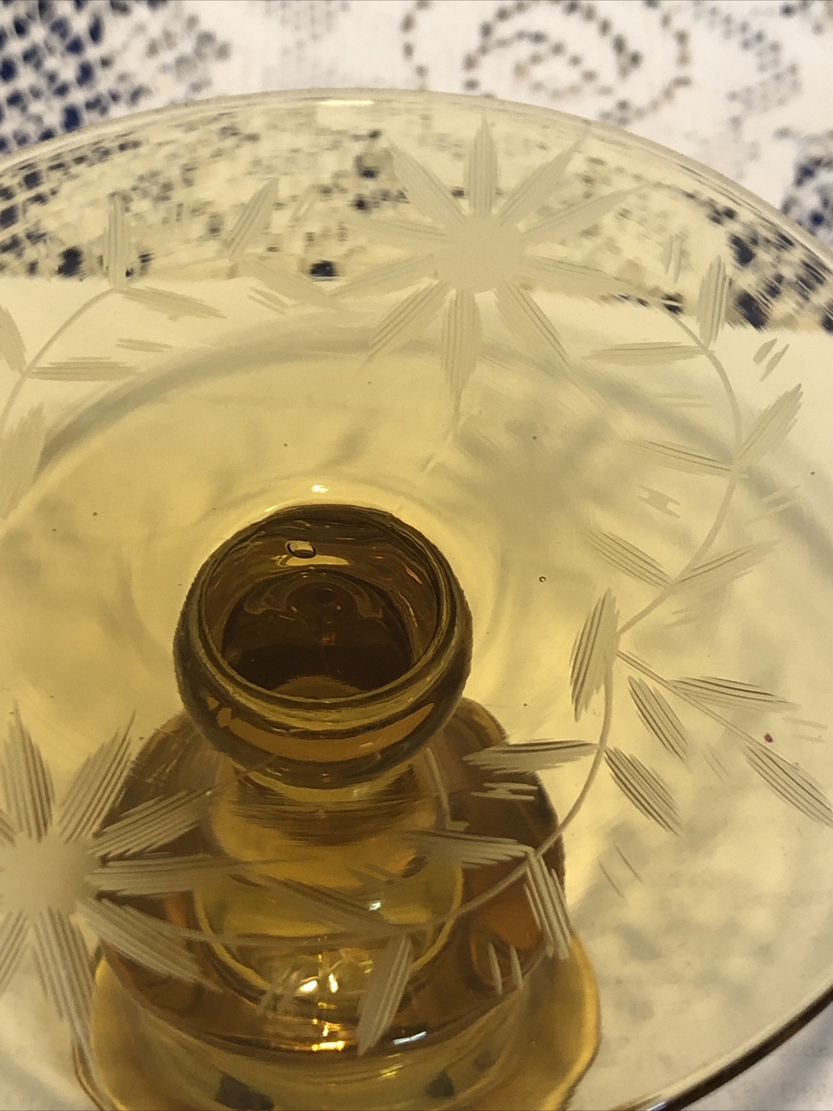 Vintage Depression Glass-Amber Wheel Cut Candlestick Holders